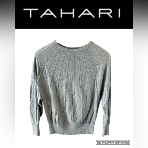 Tahari Sweaters - Tahari Gray Crew Neck Sweater